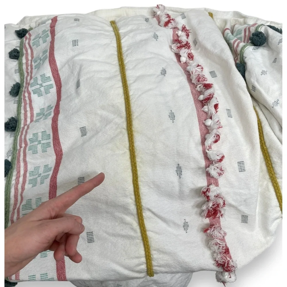 Anthropologie Tasseled Araya Duvet Cover Queen 100% Cotton Boho